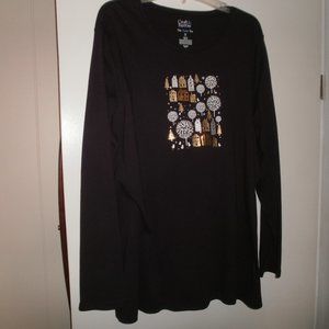 Woman's Croft & Barrow the Classic Tee 2X Deep Purple long sleeves NEW